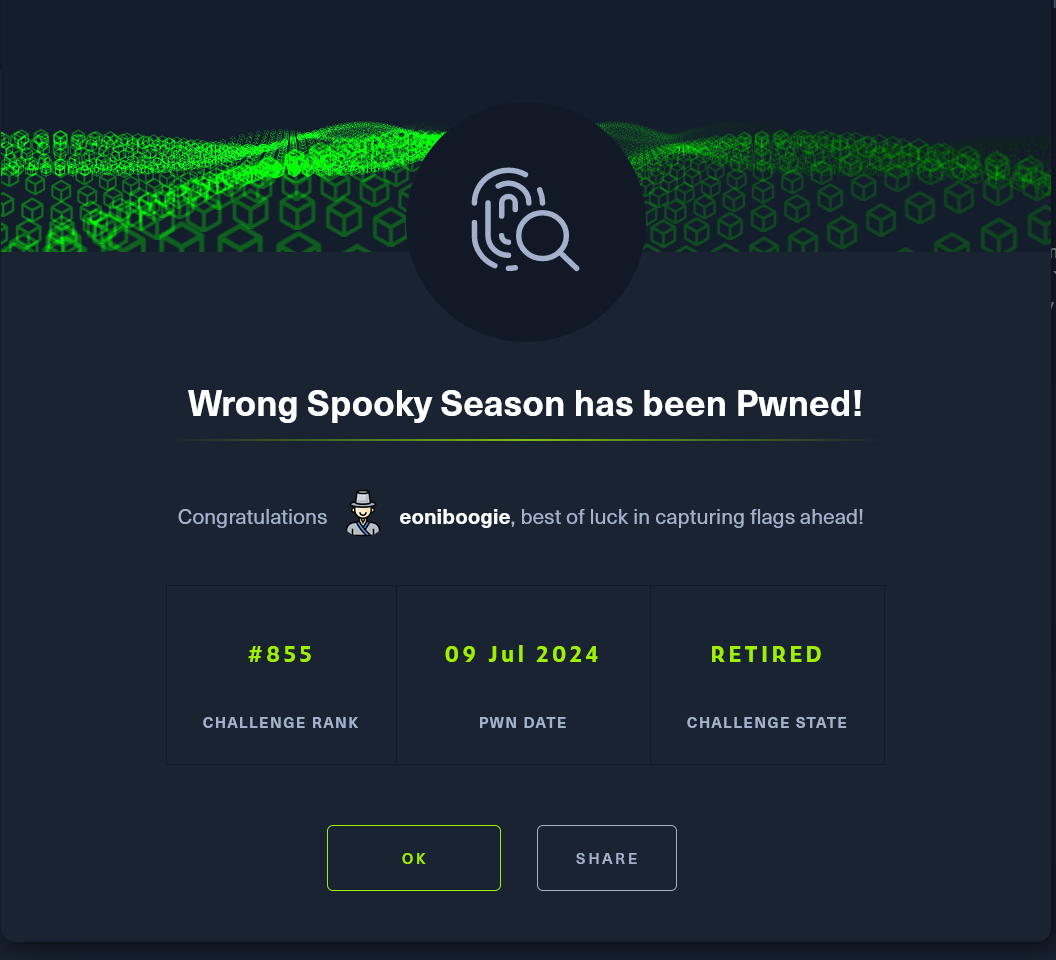 Hack the box: Wrong Spooky Season write up